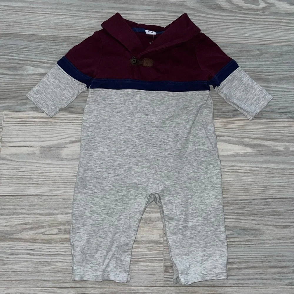 Old Navy Baby Boys Romper 3–6 Months Color Block Collar Snap One Piece
